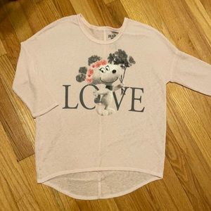 Blue SKY Peanuts girl 3/4 sleeve girl shirt love size xs